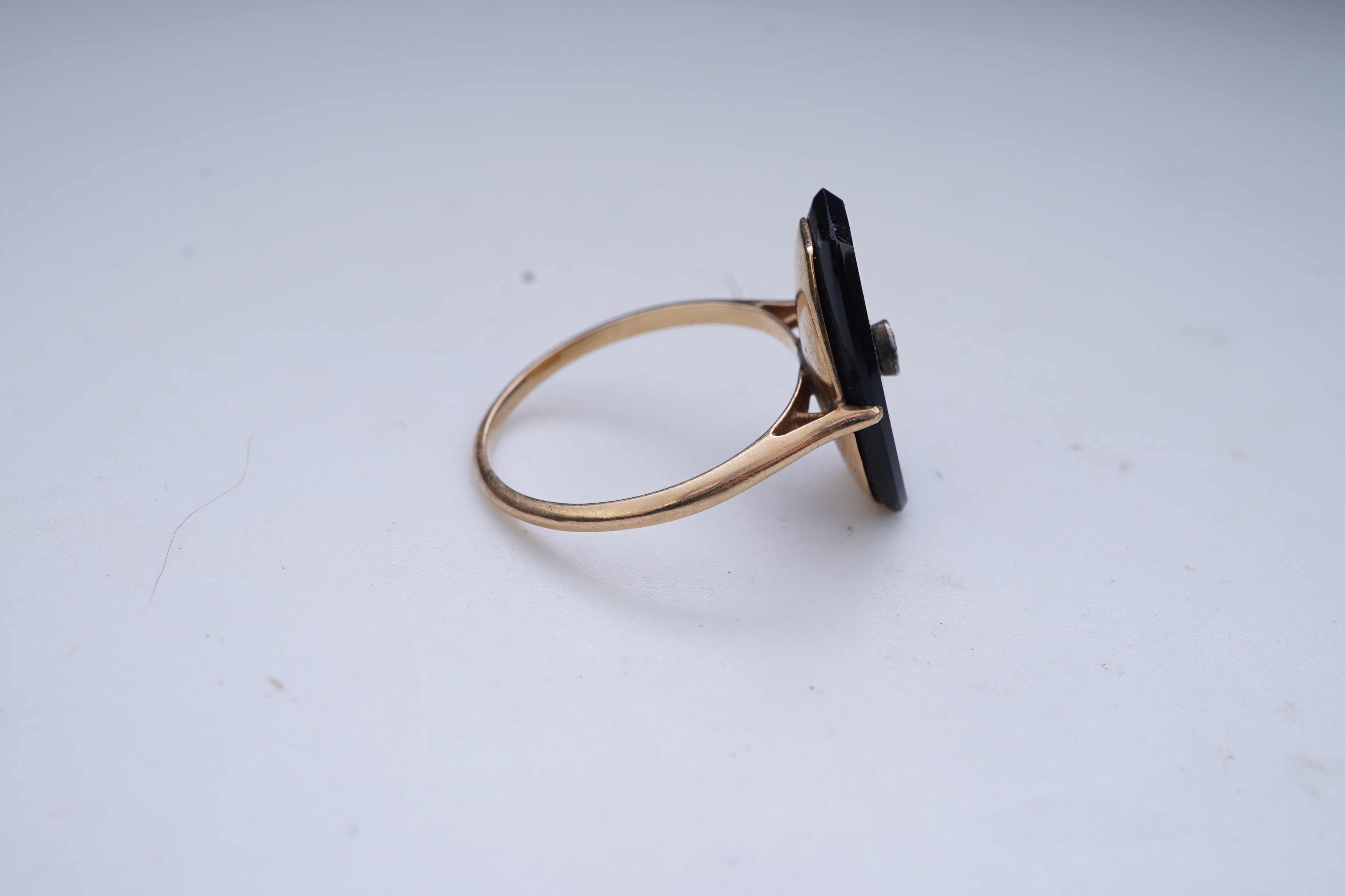 An opal, onyx and diamond ring, early 20th century composite